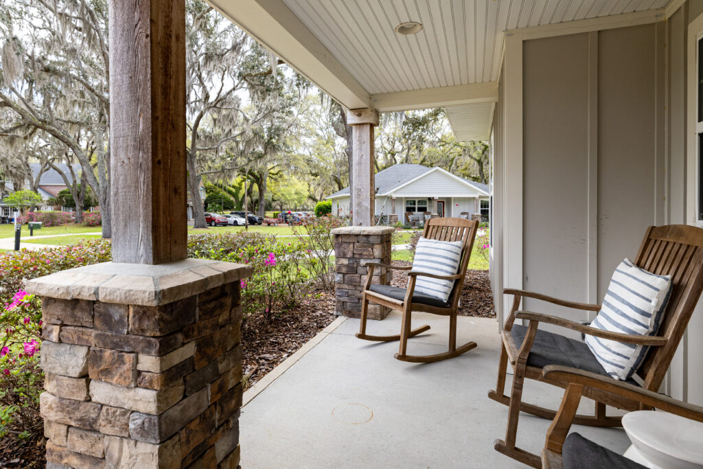Rocking Chairs on a patio at the Guest House