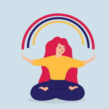 Cartoon image of a woman doing yoga