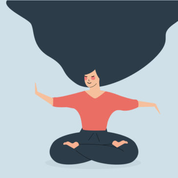Cartoon image of a person doing yoga